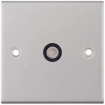 Selectric 5M Satin Chrome 1 Gang TV Socket with Black Insert
