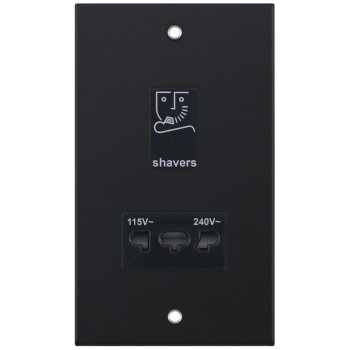Selectric 5M Matt Black 115/230V Dual Voltage Shaver Socket with Black Insert