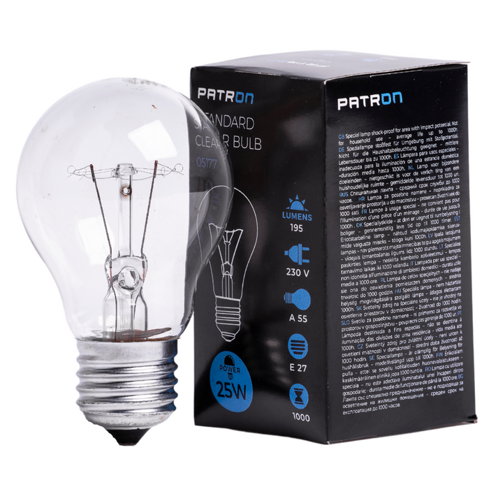 Patron - 05177 Incandescent Bulb E27 25W A55 230V CL