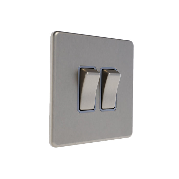 Caradok 2G 2Way 10A Switch Brushed Chrome Grey Insert