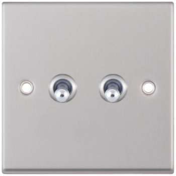 Selectric 7M-Pro Satin Chrome 2 Gang 10A 2 Way Toggle Switch