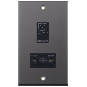 Selectric 7M-Pro Black Nickel 115/230V Dual Voltage Shaver Socket with Black Insert