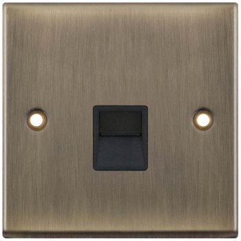 Selectric 7M-Pro Antique Brass 1 Gang Telephone Secondary Socket with Black Insert