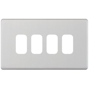 Selectric 5M-Plus GRID360 Satin Chrome 4 Gang Faceplate