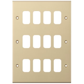 Selectric 5M GRID360 Satin Brass 12 Gang Faceplate