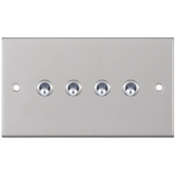 Selectric 5M Satin Chrome 4 Gang 10A 2 Way Toggle Switch