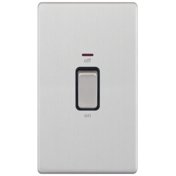 Selectric 5M-Plus Satin Chrome 2 Gang 45A DP Switch with Neon and Black Insert