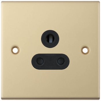 Selectric 5M Satin Brass 1 Gang 5A Round Pin Socket with Black Insert