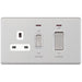 Selectric 5M-Plus Satin Chrome 45A DP Switch and 13A Switched Socket with Neon and White Insert