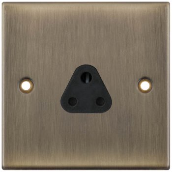Selectric 5M Antique Brass 1 Gang 2A Round Pin Socket with Black Insert