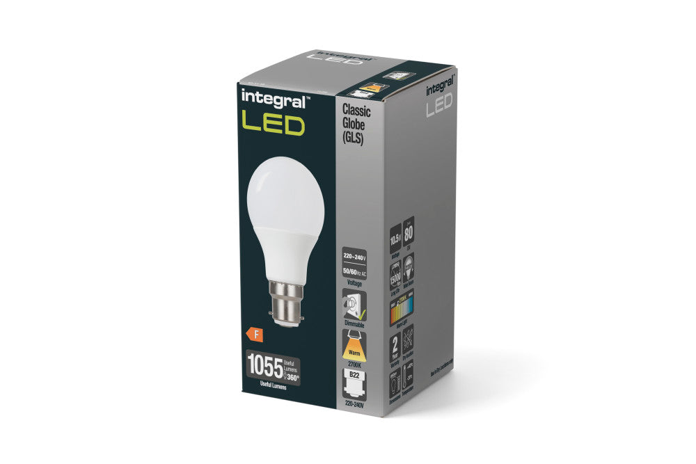 Integral LED - ILGLSB22DC024 10.5W GLS LED Dimmable Light Bulb - B22 / BC