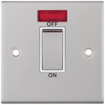 Selectric 5M Satin Chrome 1 Gang 45A DP Switch with Neon and White Insert