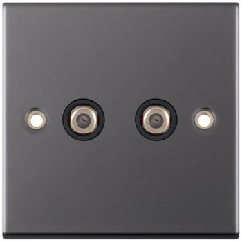 Selectric 5M Black Nickel 2 Gang Satellite Socket with Black Insert