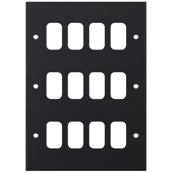 Selectric 5M GRID360 Matt Black 12 Gang Faceplate