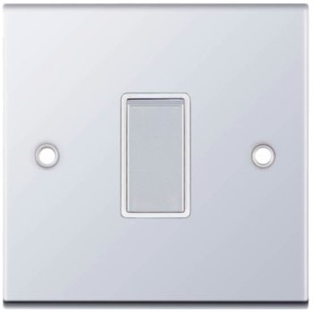 Selectric 5M Polished Chrome 1 Gang 10A 2 Way Switch with White Insert