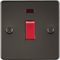 Knightsbridge FP8331NGM Flat Plate 45A 1G DP Switch With Neon - Gunmetal Double Pole Switch Knightsbridge - Sparks Warehouse