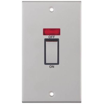 Selectric 5M Satin Chrome 2 Gang 45A DP Switch with Neon and Black Insert