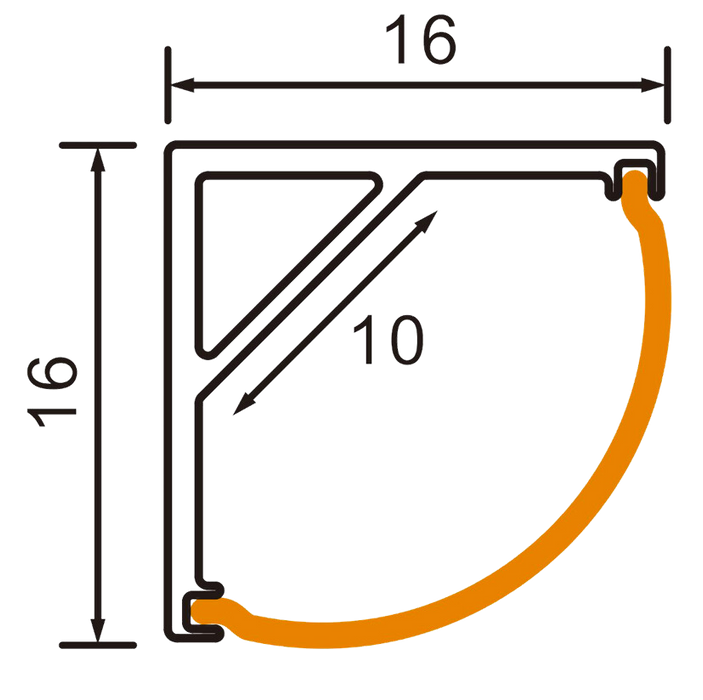 Thorgeon - 16043 Aluminium Profile with PC Cover 2m L-Type