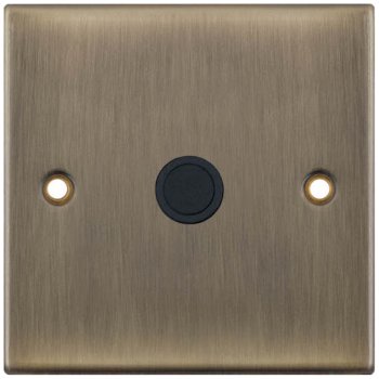 Selectric 5M Antique Brass 20A Centre Entry Flex Outlet with Black Insert