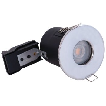 Selectric PushGlo Die-Cast Steel IP65 50W Fixed GU10 Downlight with Polished Chrome Bezel