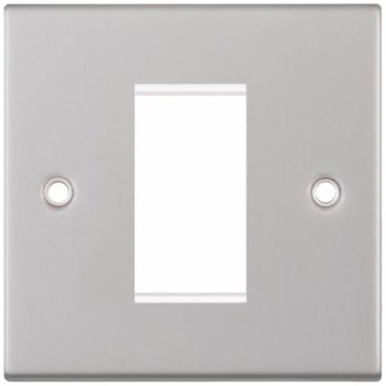 Selectric 5M Satin Chrome 1 Gang Euro Plate with Single Aperture