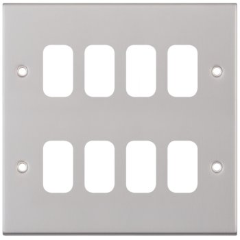Selectric 5M GRID360 Satin Chrome 8 Gang Faceplate