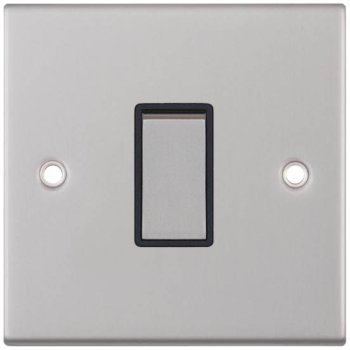 Selectric 5M Satin Chrome 1 Gang 10A 2 Way Switch with Black Insert