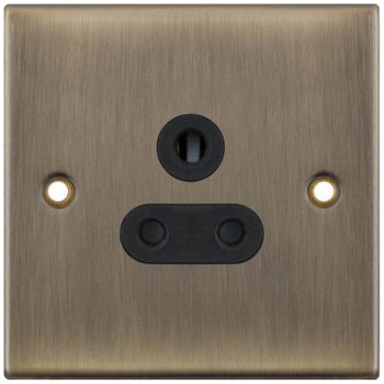 Selectric 5M Antique Brass 1 Gang 5A Round Pin Socket with Black Insert