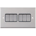 Selectric 7M-Pro Satin Chrome 6 Gang 10A 2 Way Switch with Grey Insert