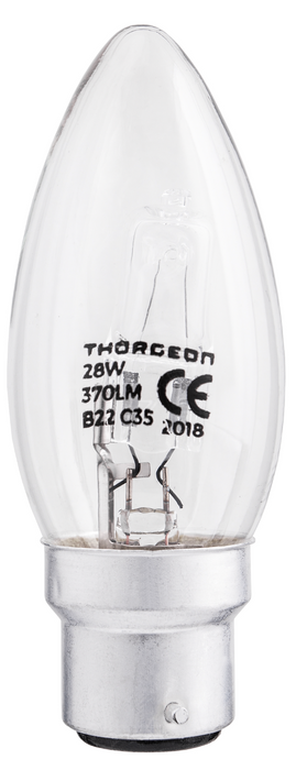 Thorgeon - 05216 Halogen Lamp 28W B22d B35 240V Clear
