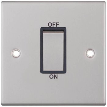 Selectric 5M Satin Chrome 1 Gang 45A DP Switch with Black Insert