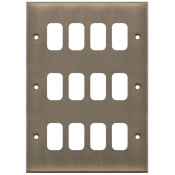 Selectric 5M GRID360 Antique Brass 12 Gang Faceplate