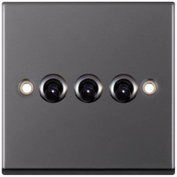 Selectric 7M-Pro Black Nickel 3 Gang 10A 2 Way Toggle Switch