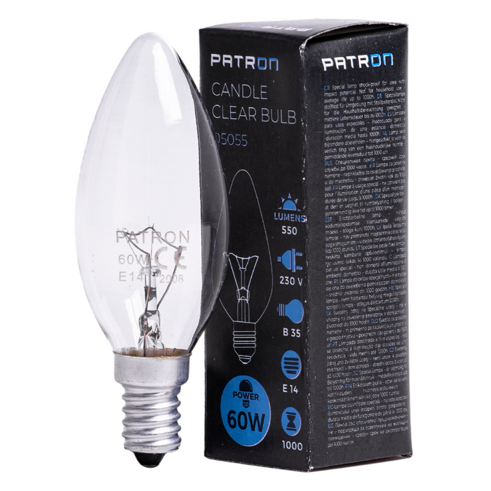 Patron - 05055 Incandescent Bulb E14 60W B35 230V CL