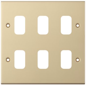 Selectric 5M GRID360 Satin Brass 6 Gang Faceplate