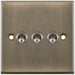 Selectric 7M-Pro Antique Brass 3 Gang 10A 2 Way Toggle Switch