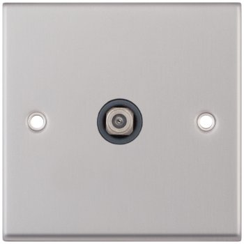 Selectric 7M-Pro Satin Chrome 1 Gang Satellite Socket with Grey Insert