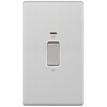 Selectric 5M-Plus Satin Chrome 2 Gang 45A DP Switch with Neon and White Insert