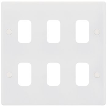 Selectric Smooth GRID360 6 Gang Faceplate