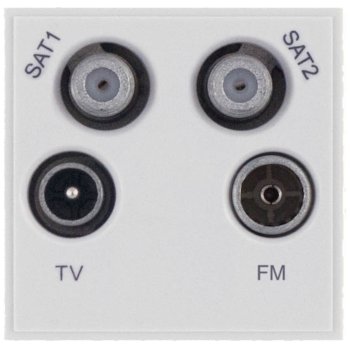 Selectric White Isolated 2xCoaxial/Aerial (Male & Female) and 2xF-Type Satellite Module with Faraday Cage