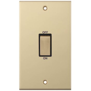 Selectric 5M Satin Brass 2 Gang 45A DP Switch with Black Insert
