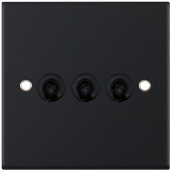 Selectric 5M Matt Black 3 Gang 10A 2 Way Toggle Switch