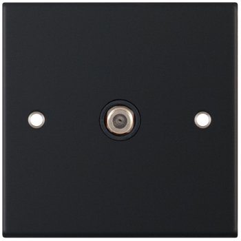 Selectric 5M Matt Black 1 Gang Satellite Socket with Black Insert