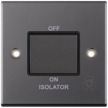 Selectric 5M Black Nickel 1 Gang 10A 3 Pole Fan Isolator Switch with Black Insert