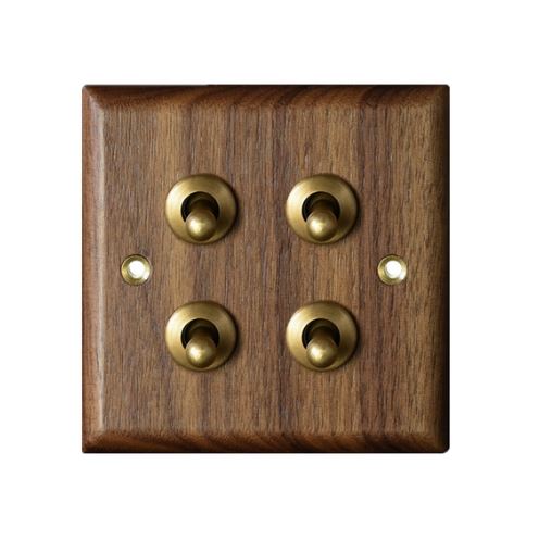 Caradok 4 Gang 2 Way Walnut Wood Toggle Switch Toggle Switch Caradok - Sparks Warehouse