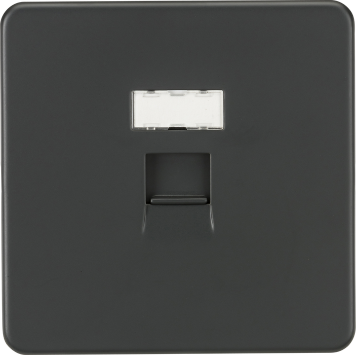 Knightsbridge SFC6AT Screwless RJ45 network outlet - Anthracite Knightsbridge Screwless Flat Plate Anthracite Knightsbridge - Sparks Warehouse