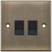 Selectric 5M Antique Brass 2 Gang RJ45 Data Socket with Black Insert