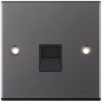 Selectric 5M Black Nickel 1 Gang Telephone Secondary Socket with Black Insert
