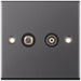 Selectric 5M Black Nickel 2 Gang Satellite and TV/FM Socket with Black Insert