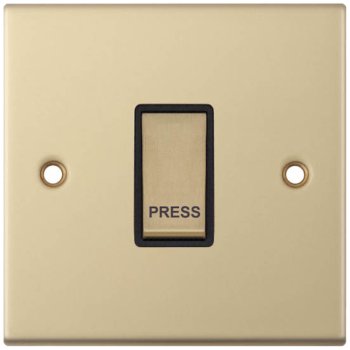 Selectric 5M Satin Brass 1 Gang 10A Push to Make Switch with Black Insert